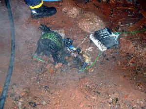 Bild: Die Reste der Kabeltrommel nach dem Brand