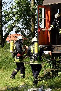 Bild: Gemeinsame Übung der Löschbezirke Hierscheid und Dirmingen an der Landesfeuerwehrschule Saarbrücken