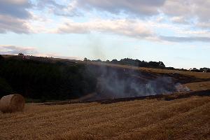 Bild: Auf einer Fläche von circa einem Hektar brannte Stroh und einige Rundballen auf dem Wackenberg