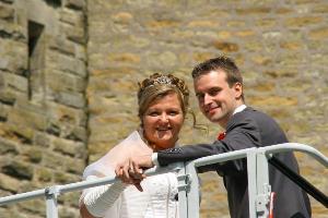 Bild: Annika und Frank auf der Drehleiter