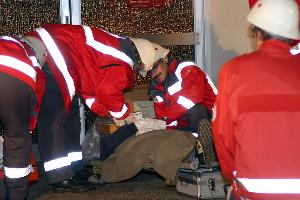 Bild: Insgesamt acht Verletzte mussten bei der Gemeinschaftsübung gerettet und medizinisch versorgt werden