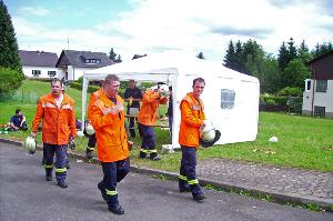 Bild: Die Mannschaft des Löschbezirks Habach nach dem Zieleinlauf