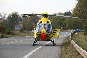 Bild: Auch der Rettungshubschrauber Christoph 16 war im Einsatz. Mit ihm wurde die Patienten zum Saarbrücker Winterbergkrankenhaus geflogen