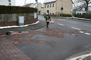 Bild: Mit Bindemitteln wurde die Straße gereinigt und die Gefahr beseitigt