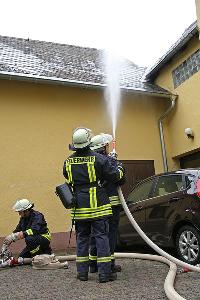 Bild: Löschangriff am Pfarrheim