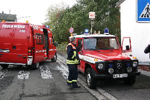 Bild: Eintreffen des Gefahrstoffzuges an der Einsatzstelle