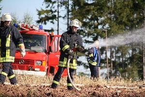 Bild: Löschangriff im Bereich der Kompostieranlage auf dem Wackenberg