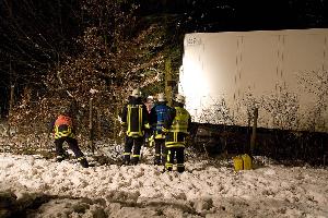 Bild: In einem Wald neben der Autobahn kam der Sattelzug zum Stehen