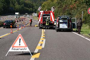 Bild: Während der Löscharbeiten musste eine Fahrspur in Richtung Trier gesperrt werden