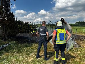 Bild: Brand eines Gartenhauses auf dem Galgenberg (Foto: Andreas Kuhn - Landkreis Neunkirchen)