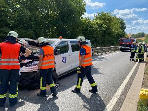Bild: Einsatz auf der Autobahn A1 in Fahrtrichtung Trier