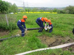 Bild: Aufbau einer Saugleitung zur Wasserversorgung