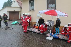 Bild: Der Versorgungsplatz des DRK an der EInsatzstelle in der Mittelstraße