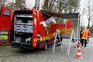 Bild: Der Einsatzleitwagen der Feuerwehr Marpingen war vor Ort (Foto: Lukas Becker)