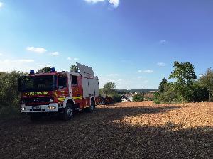 Bild: Das TLF 20/30 des LBZ Uchtelfangen konnte dank Allradfahrgestell zum Brandherd vor fahren.