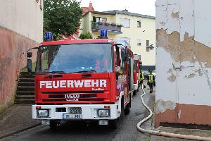 Bild: Die Einsatzstelle in der schmalen Valeriusstrraße in Wiesbach