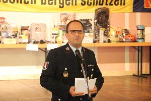 Bild: Löschbezirksführer Eric Holzer begrüßte zahlreiche Ehrengäste am Familienabend des Löschbezirks Eppelborn