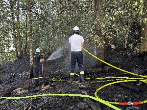Bild: Großer Vegetationsbrand auf einer Bergehalde bei Wiebelskirchen (Foto: Andreas Kuhn - Landkreis Neunkirchen)