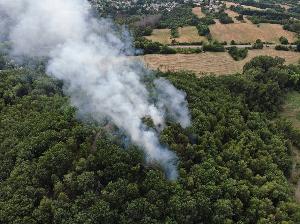 Bild: Großer Vegetationsbrand auf einer Bergehalde bei Wiebelskirchen (Foto: Andreas Kuhn - Landkreis Neunkirchen)
