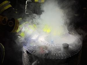 Bild: Austritt von Flüssigsauerstoff in der Valeriusstraße