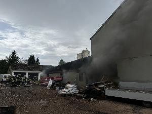 Bild: Brand einer Werkstatt in der Ortsmitte von Eppelborn