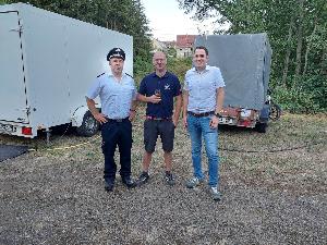Bild: v.l.n.r. Stellv. Wehrführer Thorsten Fuchs, Zugführer David Saupe, 1.Beigeordneter Christian Ney.